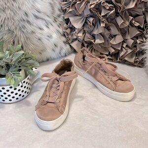 Rock & Candy “Silky” Rose Gold Pink Satin Platform Low Top Lace Up Sneakers Sz 7